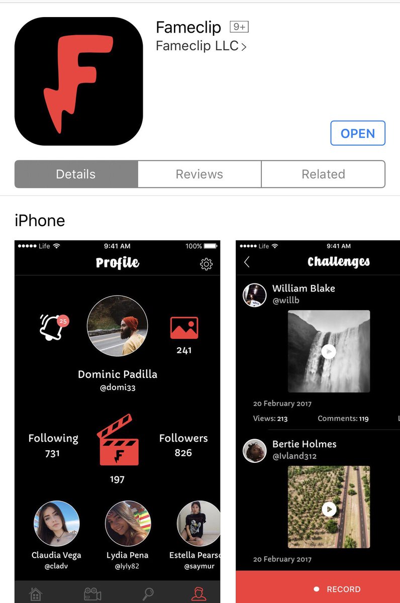 Fameclip's tweet photo. 🎬®Check out Fameclip Today‼️download #mobileapp #newapp #newtech #monday #fameclip #appstore #socialnetwork #artists #athletes #compete https://t.co/9g0hFYdHX1