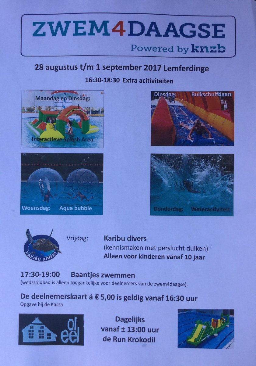 Start ZWEM4DAAGSE. Doe ook mee! Zie foto voor info. zwembadentynaarlo.nl #Eelde #Haren #Groningen #Glimmen