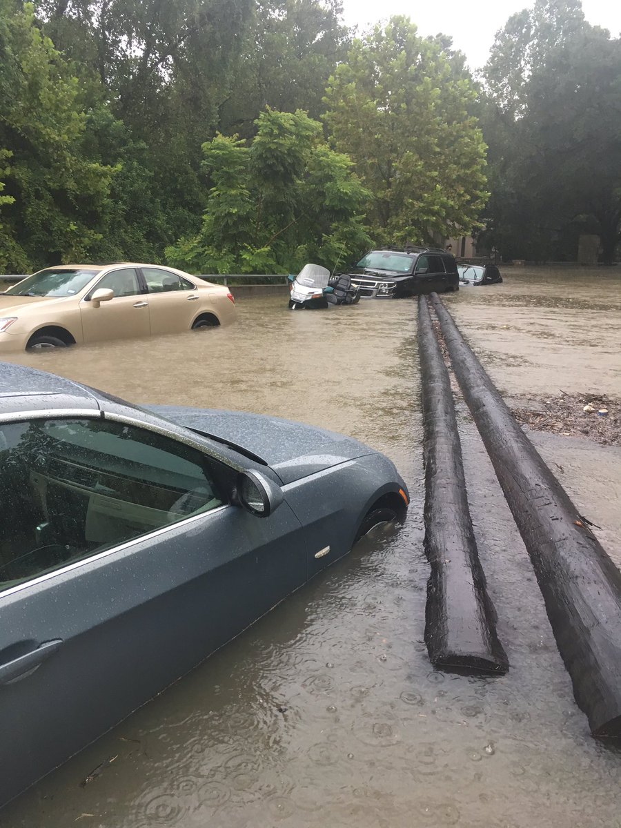 Telephone poles floating on roadway