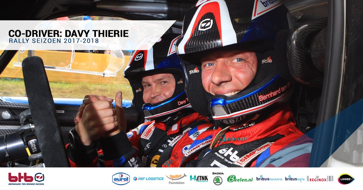b_tenbrinke's tweet photo. Dit is mijn navigator Davy Thierie! Samen rijden we in de @Skoda_NL Fabia R5 van Wevers Sport. #topteam! https://t.co/OAhAFMiY5e