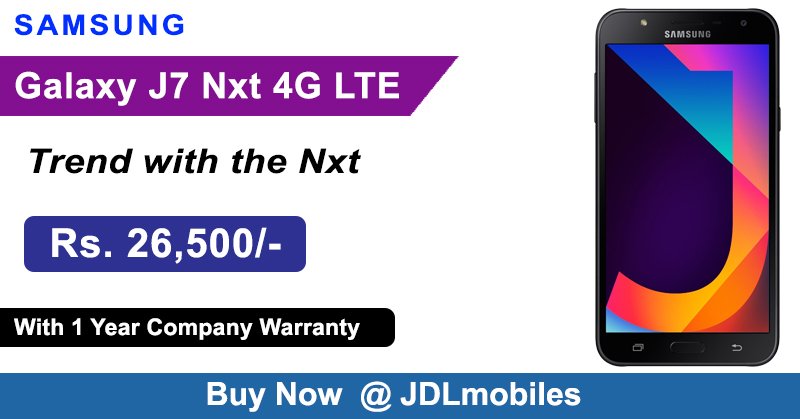 Samsung Galaxy J7 Nxt SM-J701F Dual-SIM 4G LTE

Rs. 26,500/-

With 1 Year Company Warranty

Buy Now :- jdlmobiles.com/samsung-galaxy…