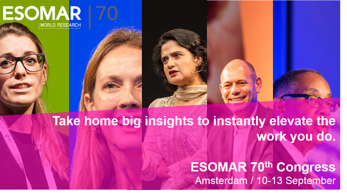 ESOMAR's tweet photo. Are you joining us at our 70th #ESOMAR Congress? Join us at our BIGGEST event ever! https://t.co/8d0Lofslan #datascience #mrx #business https://t.co/GcqV0CmFc3