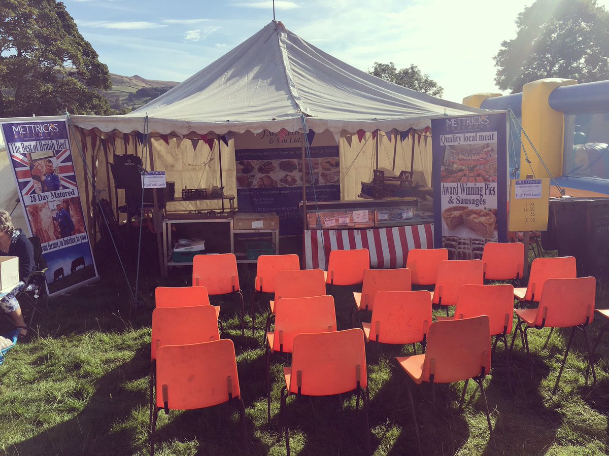 Mettricks's tweet photo. All set up and ready for Lamb butchery demo's and a brilliant day at @visithopeshow #hopeshow #mettricks #highpeaklamb https://t.co/iasoLk2dul