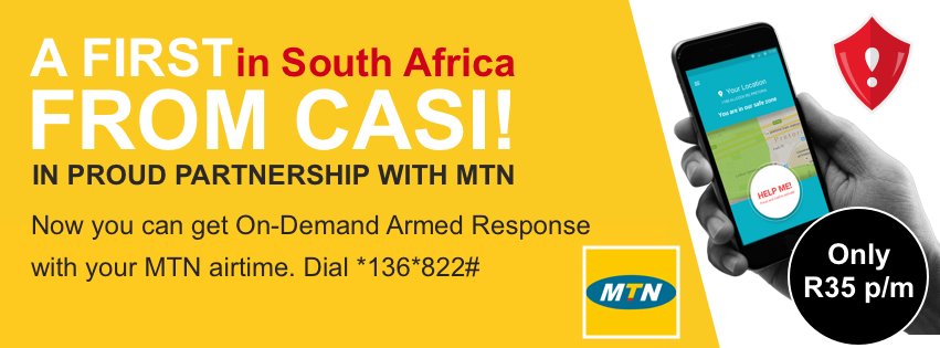 casi_app's tweet photo. CASI APP is the first mobile security solution that is accessible through @MTNza airtime and on contract. Dial *136*822# #CASIapp #SaferSA https://t.co/Sw0tdog2wO