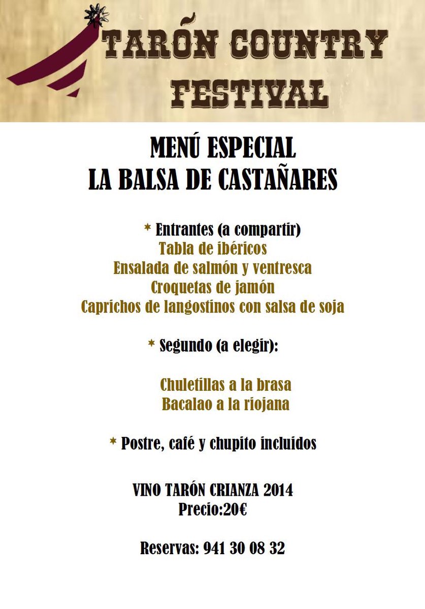 BodegasTaron's tweet photo. ¡Te proponemos el plan perfecto para este sábado 2 de septiembre!👇

Menú especial por la zona 🍽️ ➕ #TarónCountryFestival 🤠👢

#LaRiojaApetece https://t.co/Oh2G2G6hJk