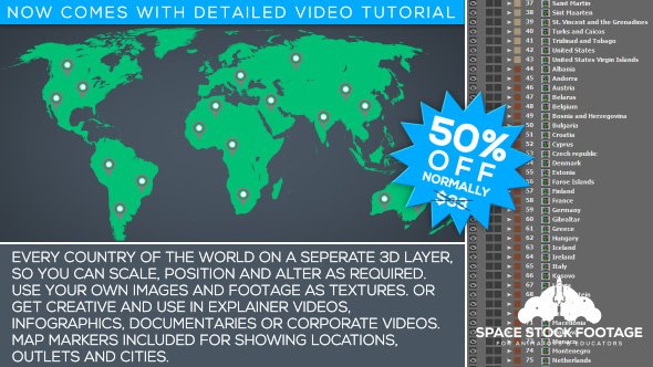 SpaceStock's tweet image. Last day to get 50% off our World Map Kit, and 300+ other items. Ends on the 29th of Aug at 12pm Melbourne AUS Time: videohive.net/item/world-map…