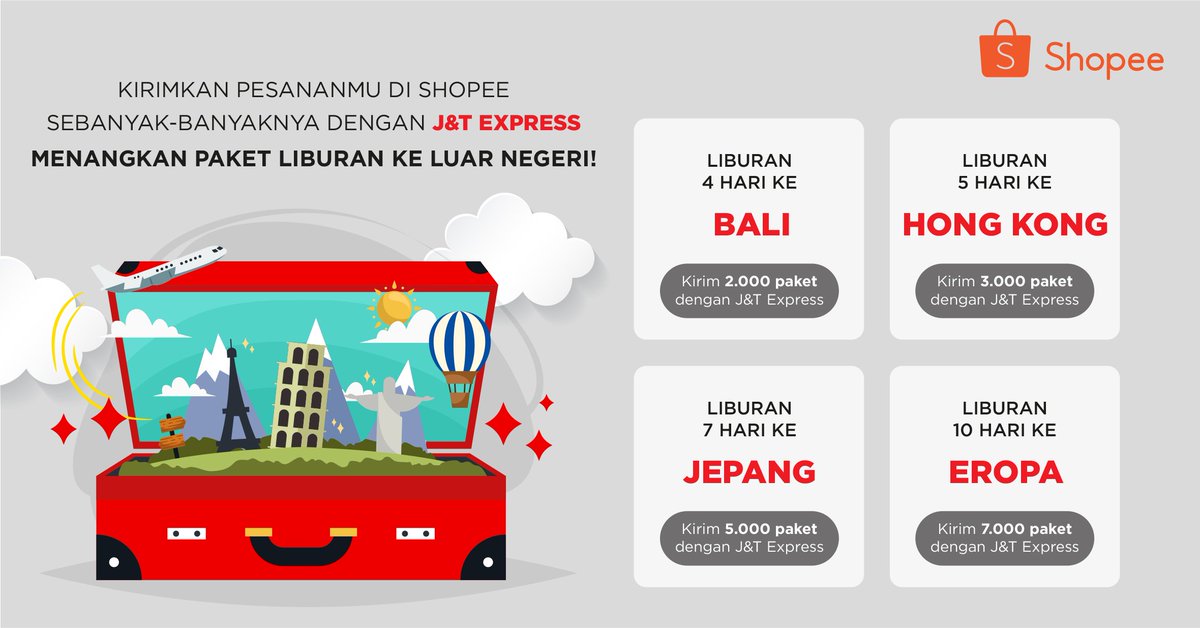 jntexpressid's tweet photo. Kabar gembira, aktifin J&amp;T Express di akun Shopee kamu.
Registrasi dan Informasi lebih lanjut dapat kamu peroleh di https://t.co/KNpm8feqN5? https://t.co/PxBMWLJGlT