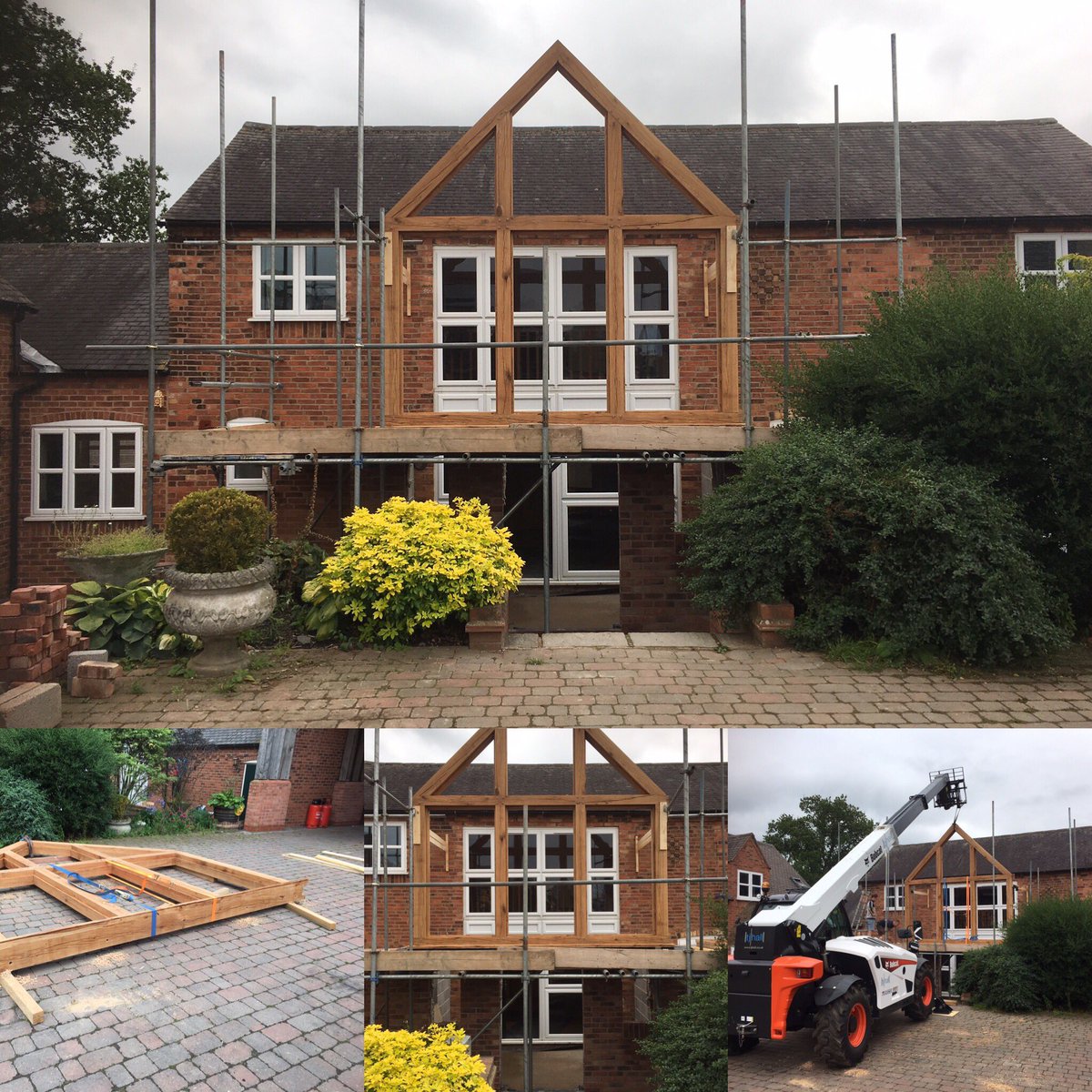 IdealBJS's tweet photo. An air dried European oak porch crafted and fitted by Idyllic Bespoke Joinery. All ready for brickwork and roof to be completed. #TeamIdeal https://t.co/0bQB7YmI36