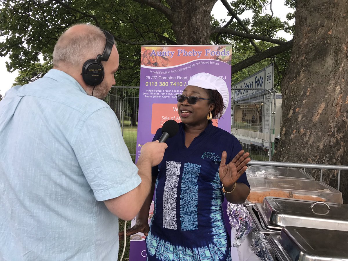 BBCLeeds's tweet photo. A flavour of Nigerian food with Aunty Pheby @RichardStead #LeedsCarnival50 https://t.co/EKgQ52NPqt