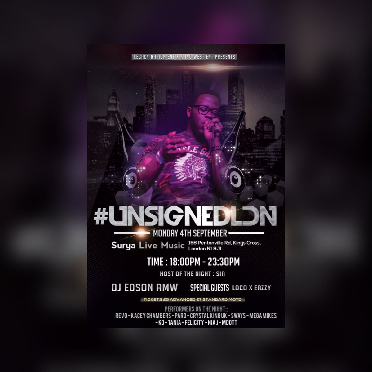 MEGAMIKES_'s tweet photo. Catch me at @LGNEnt_ #UnsignedLDN @ Surya on the 4th September!!! The link for the tickets are in my bio 🙌🏿🙌🏿🙌🏿 https://t.co/2YxCluz0B1