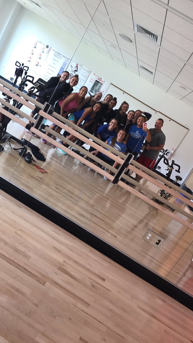 WSU_Volleyball's tweet photo. Before &amp; after spin class! Thanks @ddb_pt for kicking our butts! https://t.co/hujZR99sAg