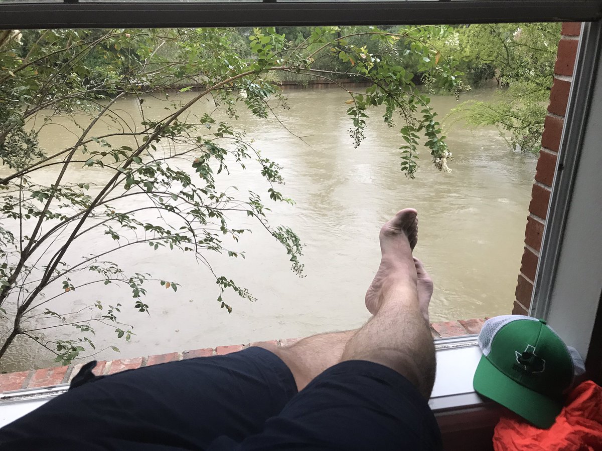 Waiting #rescue - eerily quite. Water levels: 6.5ft outside/3ft inside home, Wimbledon Champions, Spring, TX #houstonharvey #HoustonStrong