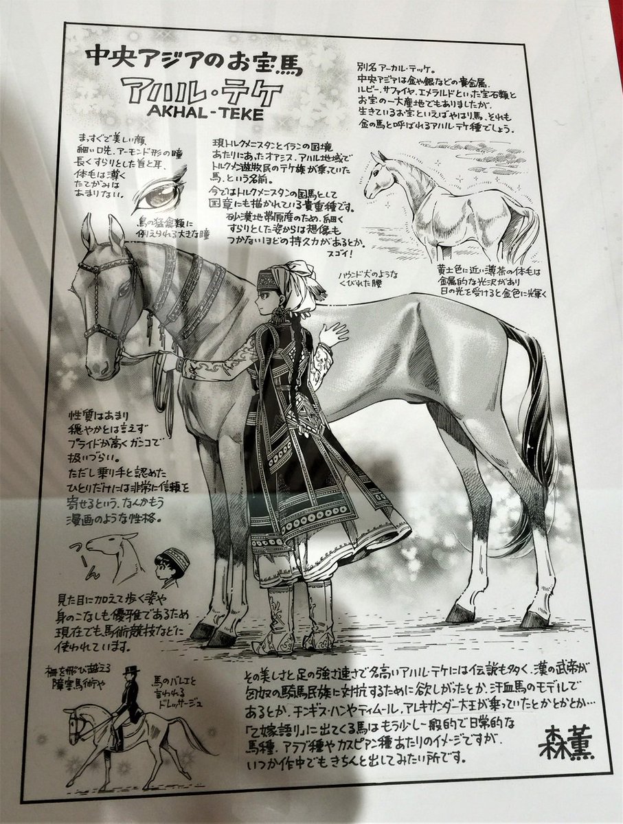 ④(もっと撮ったけれど、取りあえずこれが最後)「乙嫁語り」原画展の写真の続き。 森先生の原稿は完成度があまりに高く、ほとんど修正もなく、線もはみ出してない…神…。まだ公になっていないカラー3p漫画ペーパーも下さり、どんどんUPして下さいと…!?
#外務省 #森薫 #乙嫁語り原画展 