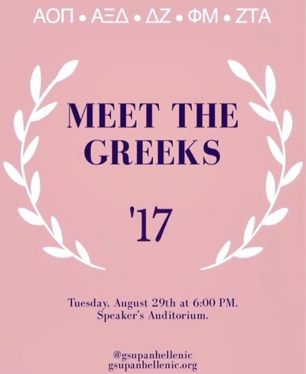 DZdeltadelta's tweet photo. Interested in Greek life? Join us TOMORROW for meet the Greeks! Learn about what makes Delta Zeta a lifelong friendship✨#gsudeltazeta https://t.co/Ef3jnIt74X