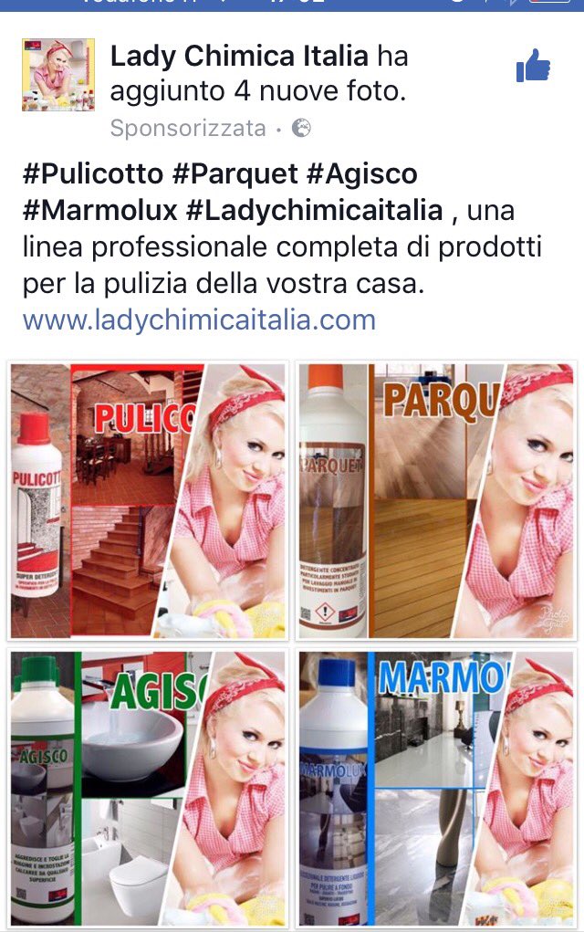 LadyAutoItalia's tweet photo. #pubblicità #Pulicotto #Parquet #Agisco #Marmolux #Ladychimicaitalia https://t.co/TKt0oy8VQn