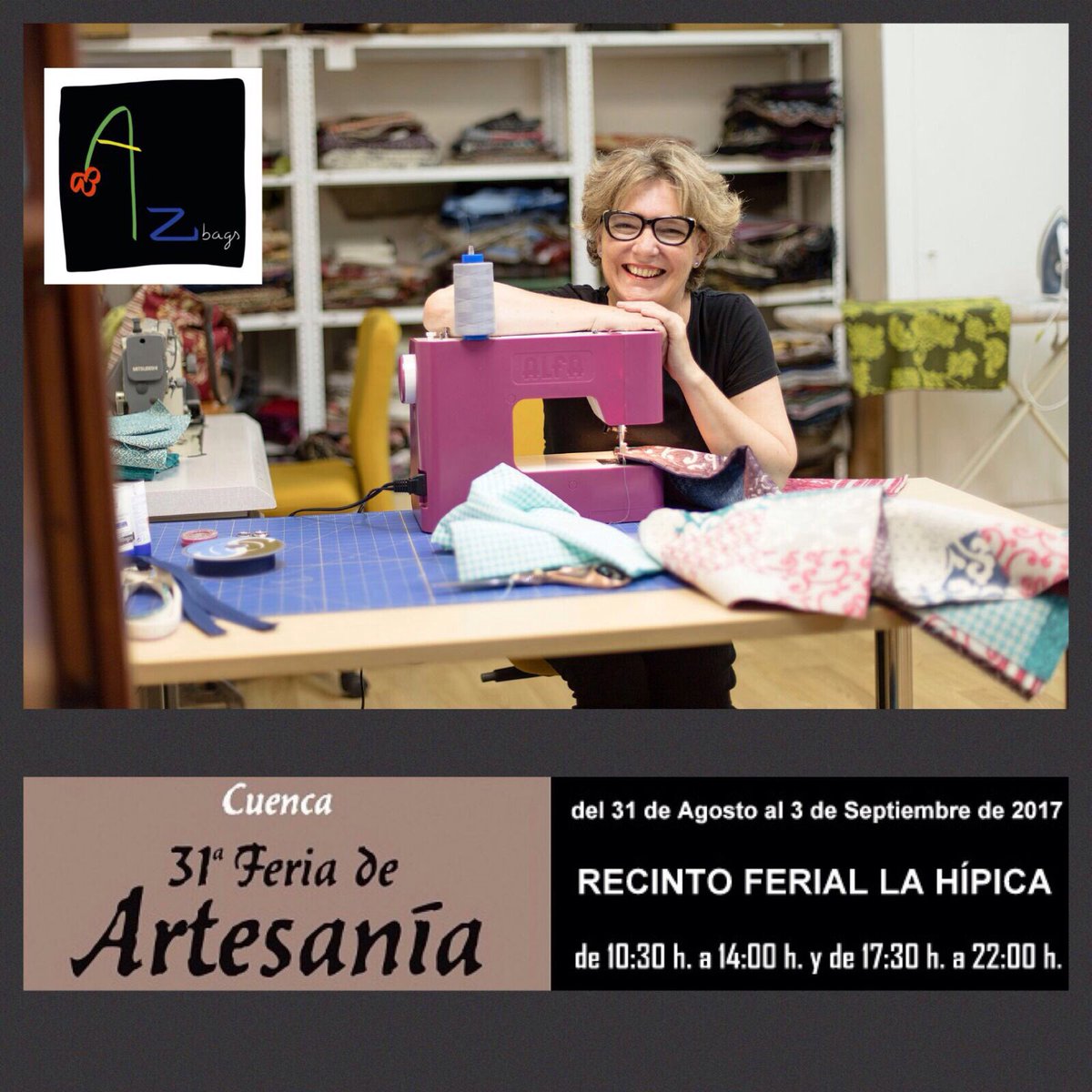 AzBagsDesign's tweet photo. La #artesania triunfa!!!!
Te esperamos en la 31 edición de la #feriadeartesaniadecuenca del 31/08 al 3/09 #azbags #handmadeinspain https://t.co/dxahr7SwmZ