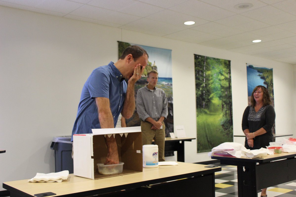 UnitronUS's tweet photo. Launch party for Insera—It's what's inside that counts. Sr. staff competing to guess what's inside the box. #yuckystuff #octopus https://t.co/hEhJsmof2k