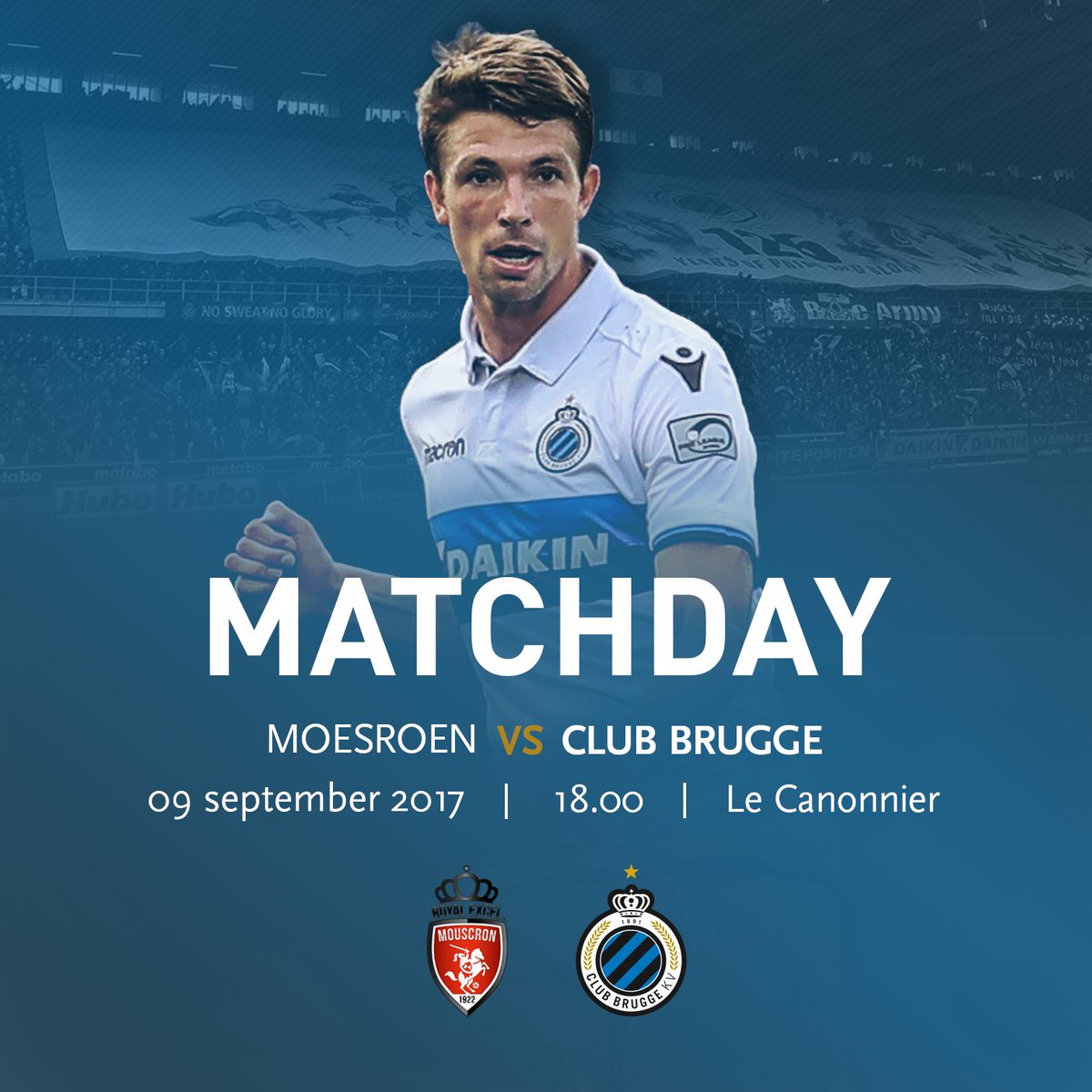 ClubBrugge's tweet photo. 🔵⚫ #Matchday!
🆚 #MoeClu
🕣 18:00
📍 Le Canonnier
🔥 #COYB https://t.co/ObBs2b6vaf