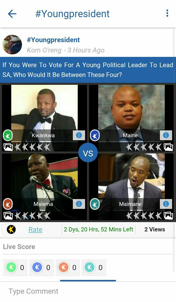 KompareVs's tweet photo. #youngpresident
Get app at https://t.co/IDDwQAKVkR and join debate @Julius_S_Malema @MmusiMaimane @MYANC @EFFSouthAfrica @Our_DA @N_Kwankwa https://t.co/gB9SG3nwFt