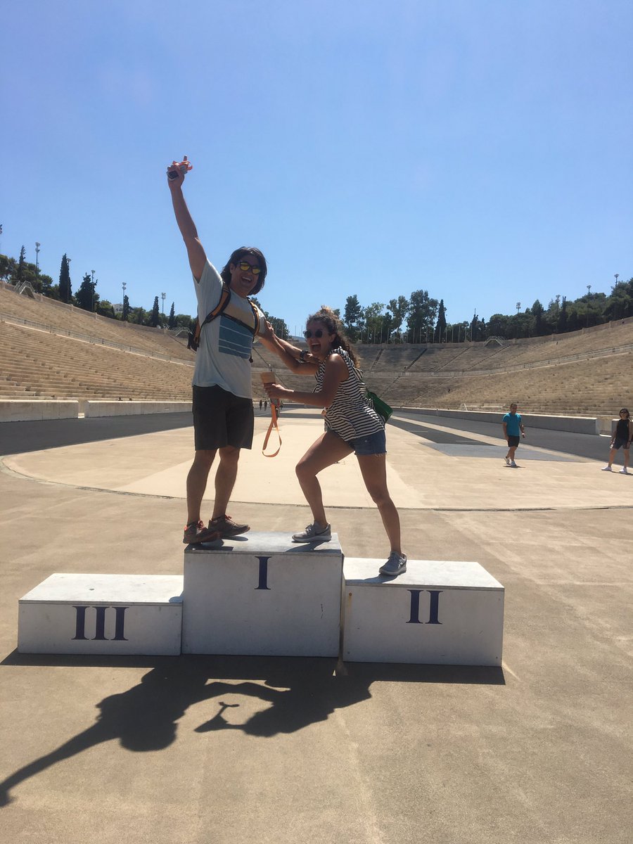 NicoHFerrara's tweet photo. So many highlights from our trip to Europe. One was running a 400 at the Panathenaic stadium where 1st olympics took place๐ #trackgeek https://t.co/x2MxRbQy7w