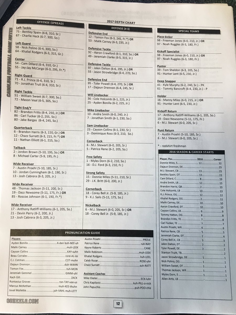 Carolina Rb Depth Chart