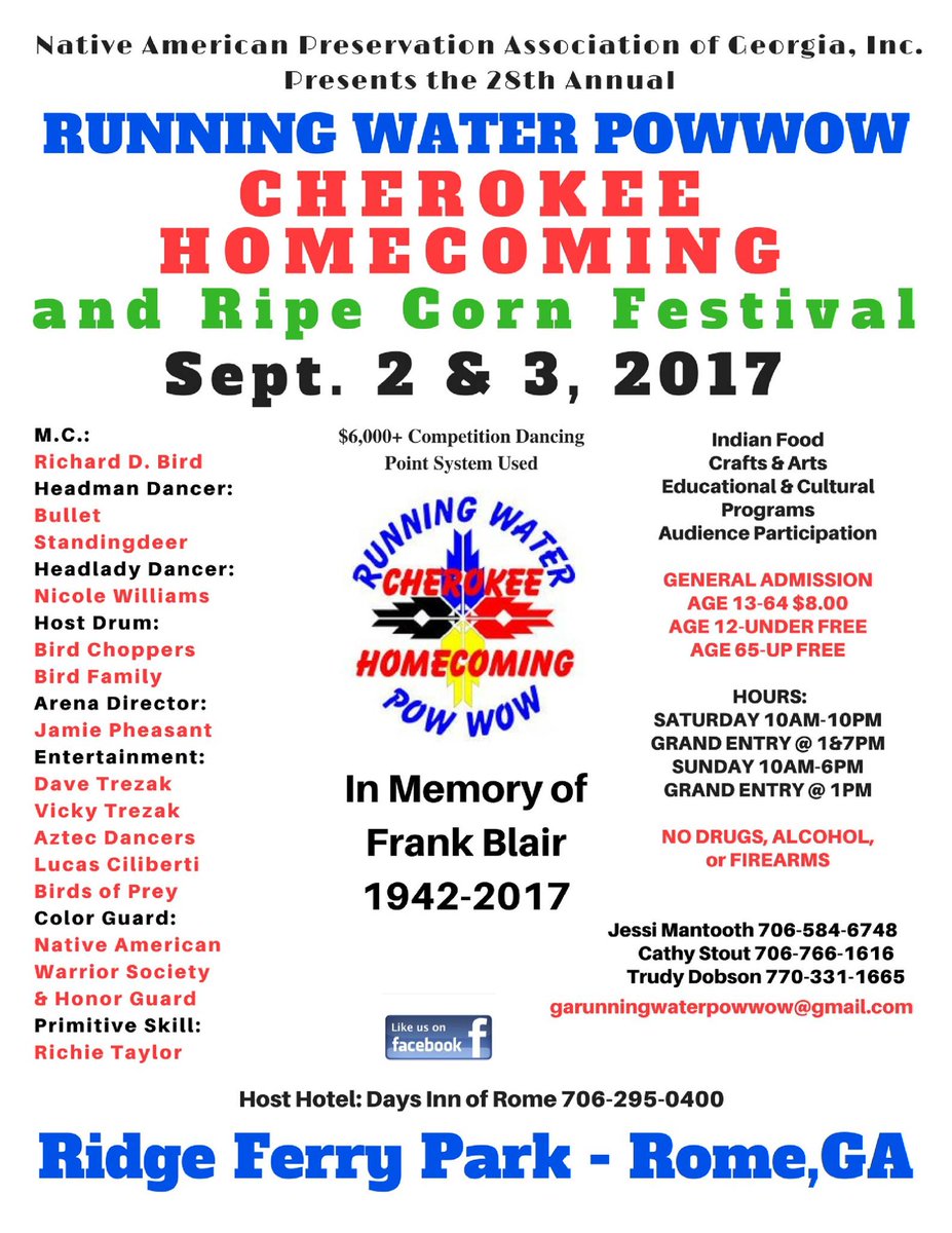 Running Water Pow Wow this weekend at Ridge Ferry Park! Events details on VenueDog.com/Rome #romegeorgiaevents