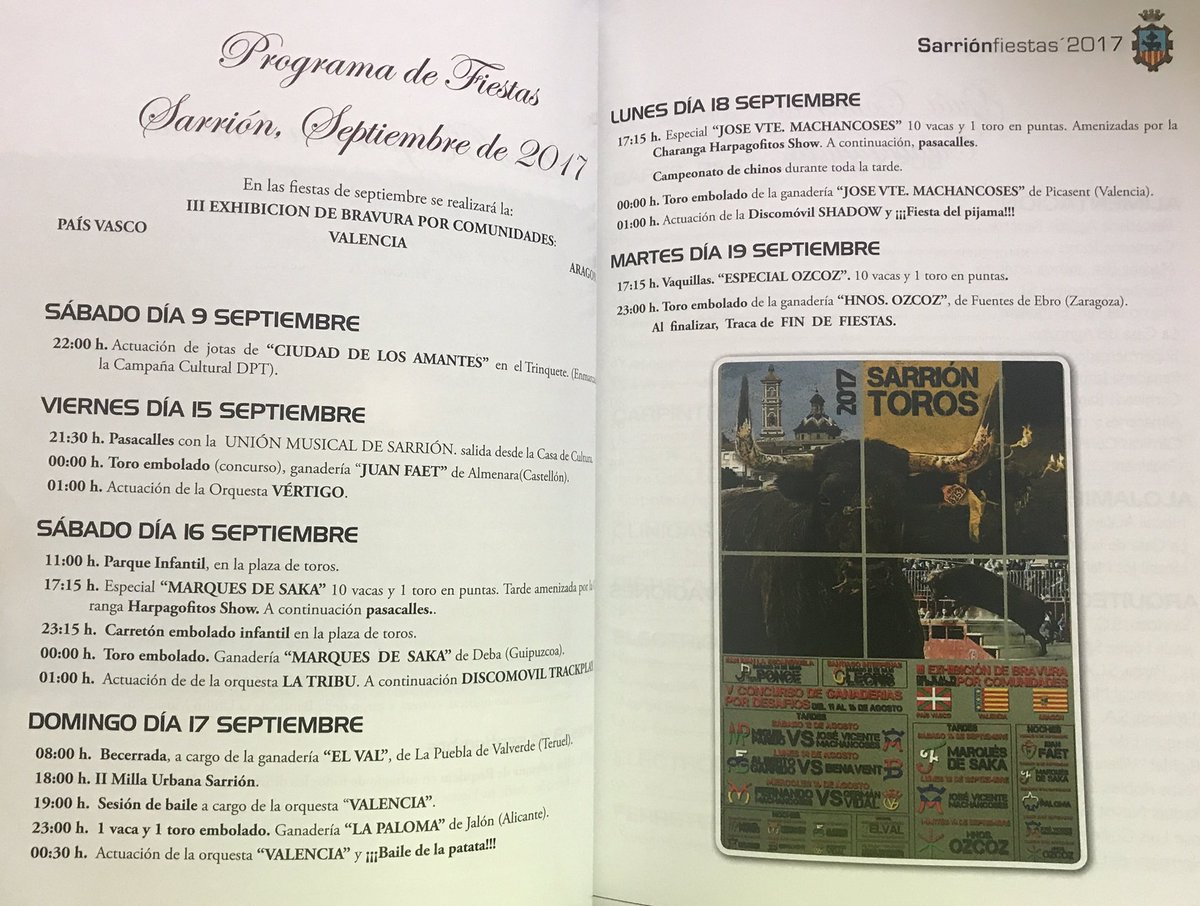 Libro de las Fiestas de Sarrión.
Programa de las Fiestas Patronales, donde sale nuestra @MillaSarrion 👇
Seguimos trabajando 💪🏽🏃🏻