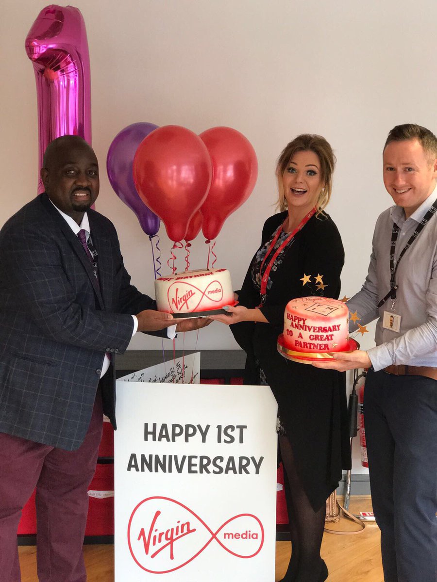 FMIHeadOffice's tweet photo. Birthday cake, banter &amp; laughs as we celebrate 1yr anniversary working in partnership with @VirginMediaIE #teamwork #energy #lovewhatwedo 🎉 https://t.co/jD88jy51o3