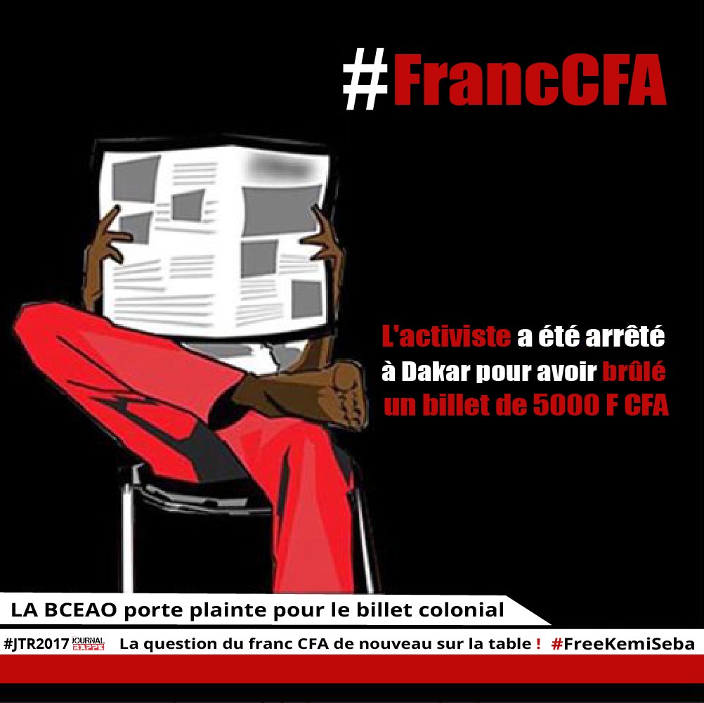 jtronline's tweet photo. #FrancCFA : @KemiSeba1 serait arrêté pour avoir brûlé un billet de banque.
#KémiSéba #Panafricaniste #AntiFrancCFA #JournalRappe #Kebetu https://t.co/DalEymEfY8
