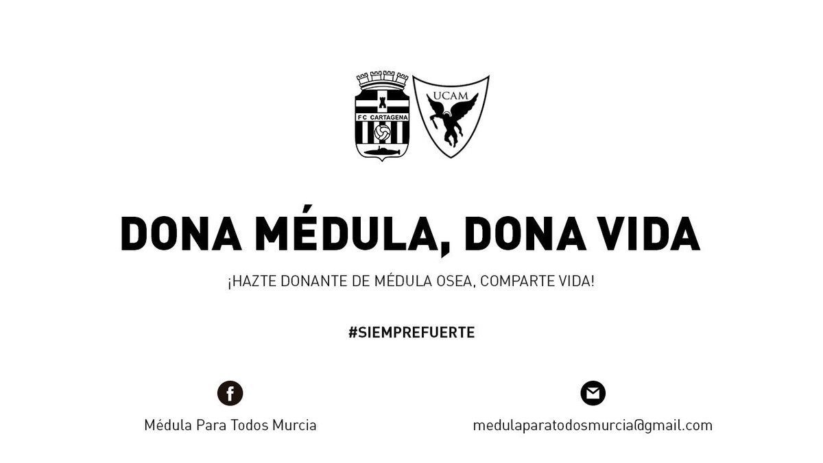 UCAMMurciaCF's tweet image. 🏆 #FCCartagenaUCAMMurcia | El @UCAMMurciaCF se suma a la iniciativa de donación de médula del @FCCartagena_efs.

➡️ goo.gl/XP2uFe