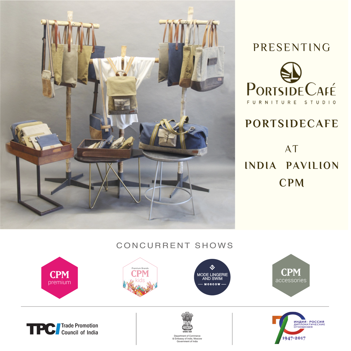 tpcifashion's tweet photo. Catch #PortsideCafe in #IndiaPavilion at #CPMMoscow by @TPCI_ &amp; @DoC_GoI https://t.co/M17DLnVkU7