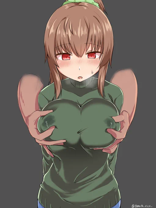 服の上からおっぱいもみもみされて母乳がにじんでしまう人妻マナカさん描いた 