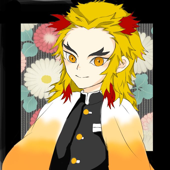 あたらよ@イラリクくださいさんがTwitterに投稿した煉獄杏寿郎(鬼滅の刃)のイラスト。