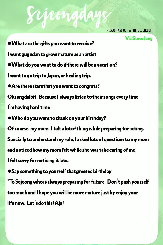 [TRANS] Article/Interview: Gugudan Kim #Sejeong, reasons why she is expecting to be 29 years old #김세정 #학교2017 #School2017 #HappySejeongDay