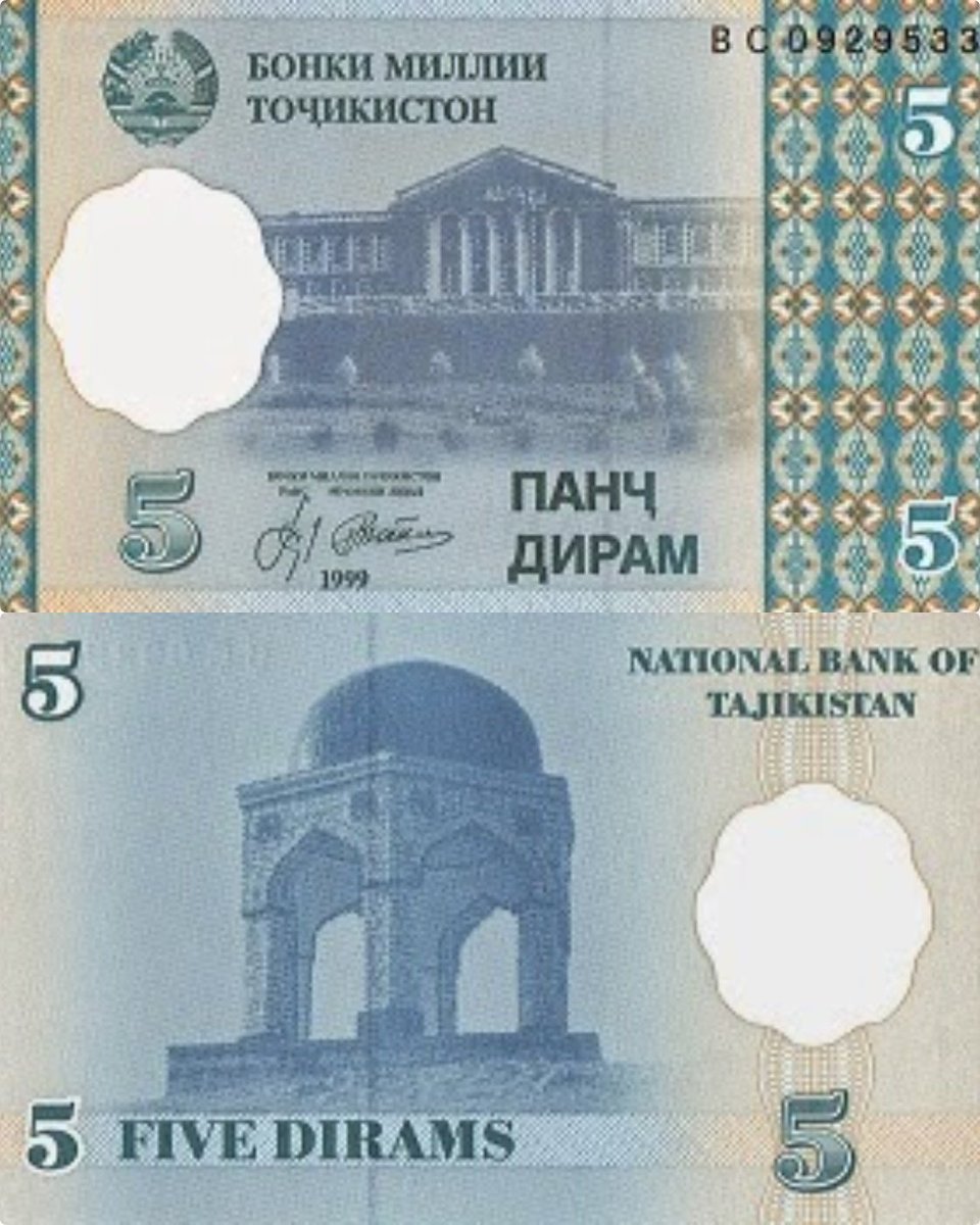 NumismaticaBlog's tweet photo. Tayikistan – 5 Diram.
https://t.co/eyGjCRjMwX
#Numismatica #monedas #tayikistan #diram #notafilia #numismatic #coin #banknotes https://t.co/D0iIvBc1LD