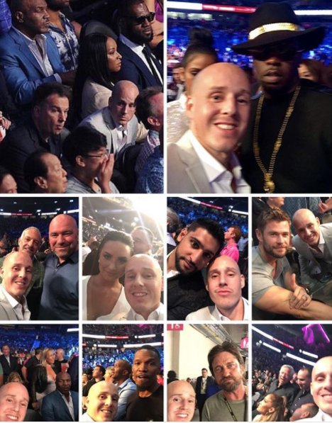 theScore's tweet photo. Man poses as security, gets ringside seat for Mayweather-McGregor. 🤷‍♂️ https://t.co/ZM1yt9uzNu https://t.co/oyPzVBQPcQ