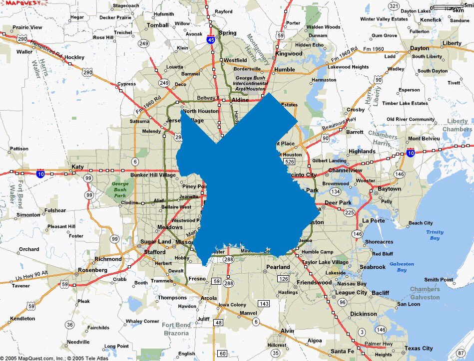 People saying Houston should have been evacuated really don't understand how big the city is. For reference:
