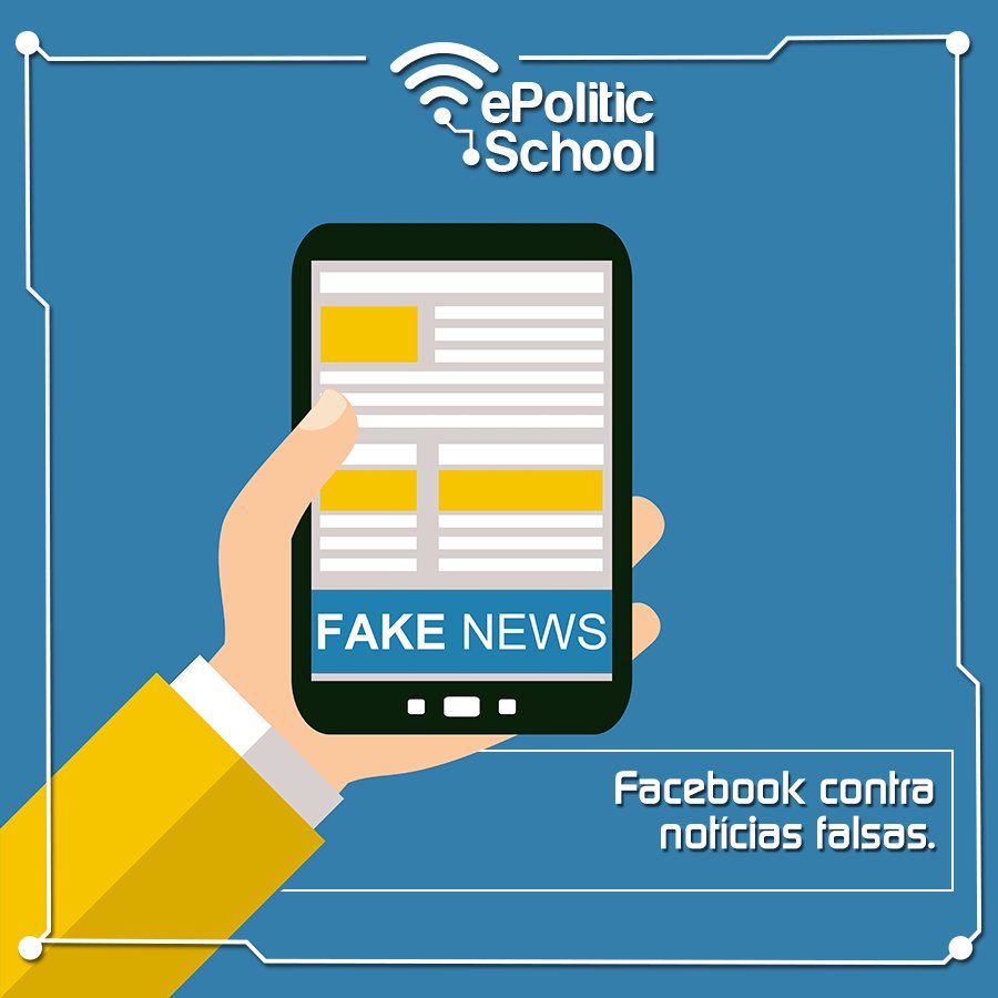 PoliticSchool's tweet photo. Facebook contra notícias falsas.  https://t.co/7mSA029ykk https://t.co/i46Vuis9PI