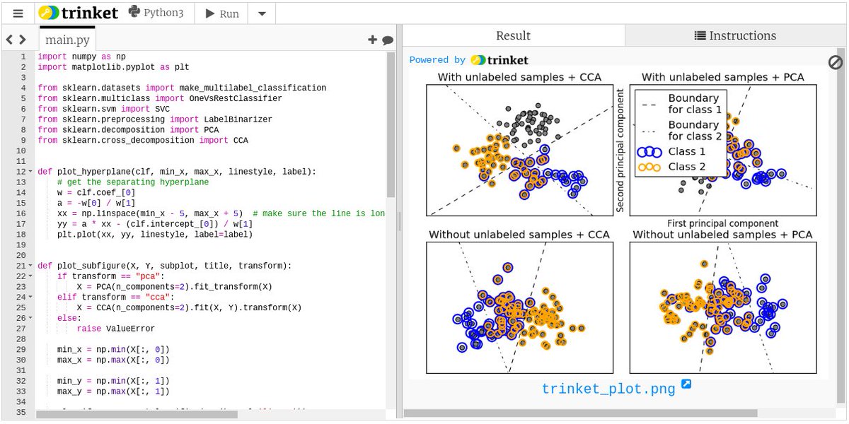 trinketapp's tweet image. New! Trinket Connect now supports #Python3 machine learning with #ScikitLearn.
Here&apos;s multilabel classification: trinket.io/python3/92a7a7…