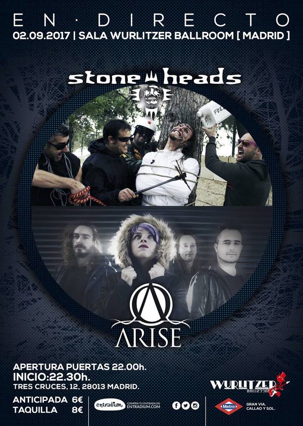 Se acerca noche de Metal Core Melódico y Nu metal/Alternativo en <a href="/wurlitzerballro/">Wurlitzer Ballroom</a>: <a href="/oficialarise/">Oficial_Arise_Spain</a> y <a href="/stoneheadsband/">StoneHeads</a> 
🎫entradium.com/entradas/arise…