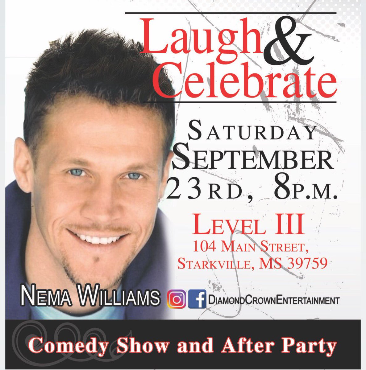 diamondcrownATL's tweet photo. Working! Looking forward to a great show in Starkville, MS with the hilarious @nemawilliams #laughandcelebrate #standupcomedy #laughter #fun https://t.co/V1nZCCCT9z
