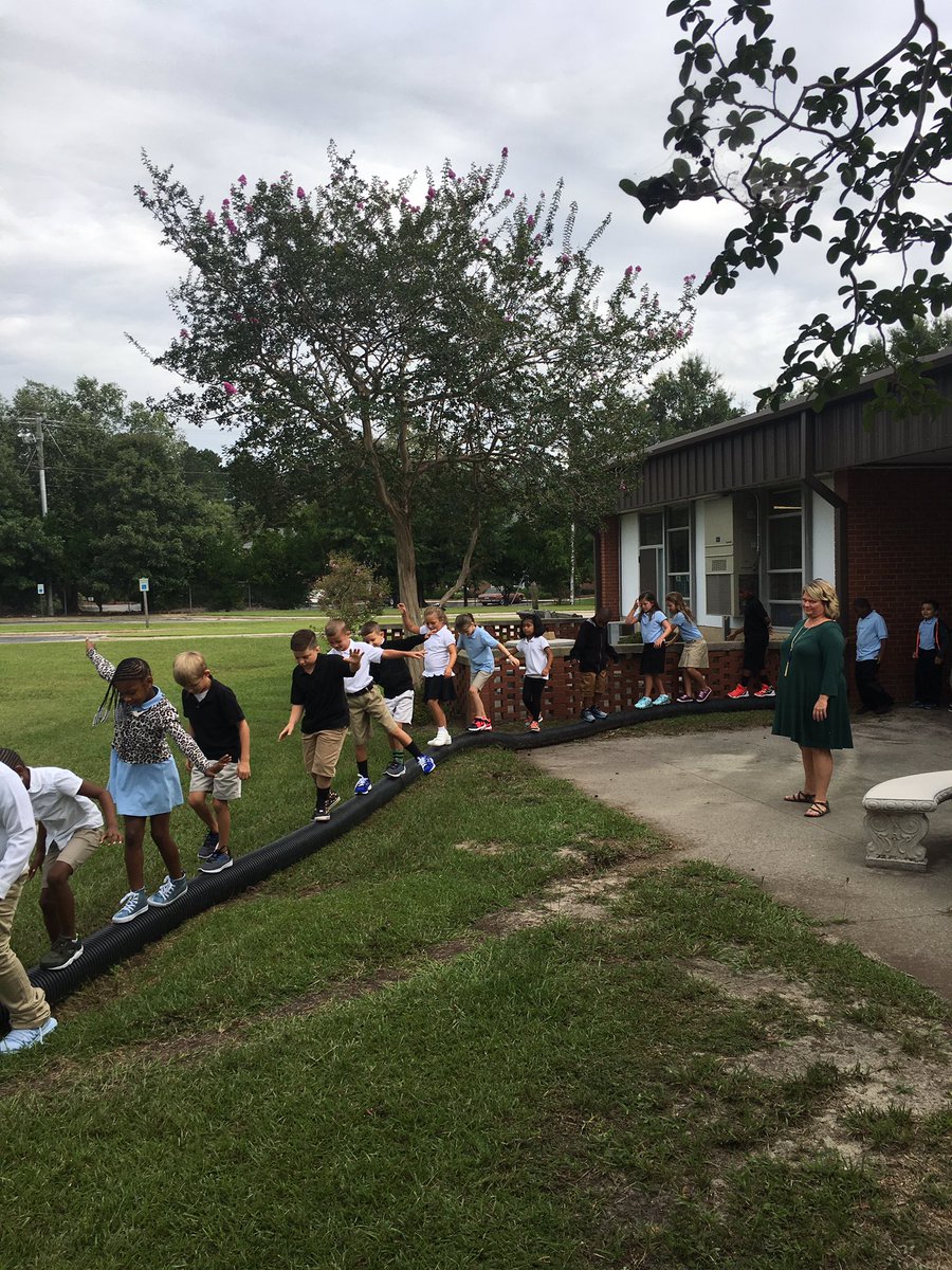 BladenCountySch's tweet photo. #bcsfirstday17 @ETPDolphins working on their balance skills. https://t.co/3kSG2ILIph