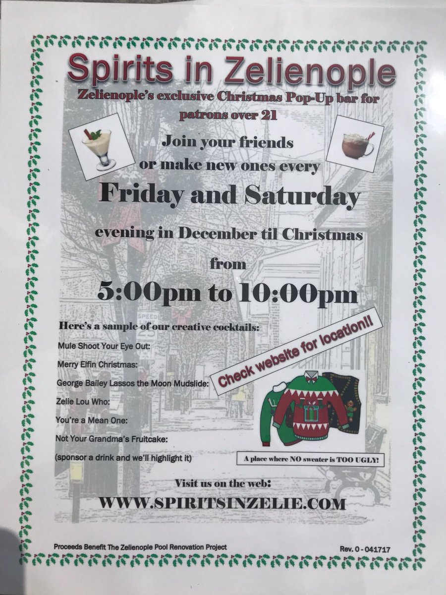 spiritsinzelie's tweet photo. Please share. Invite a friend to follow us! Over 21 Pop-Up Bar every Friday & Saturday in December through Christmas! #PopUp2017 https://t.co/jrLTgmmsrd