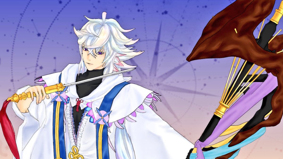 むつ Twitter પર 切な顔pさん Stngp のマーリンモデル 勝手に 塗らせて頂きました マーリン とかプーサーとか描くときこの方のモデルさん参考にして練習したりしてるけど今回わかったことがある マーリンの服と髪と杖マジで構造意味がわからない