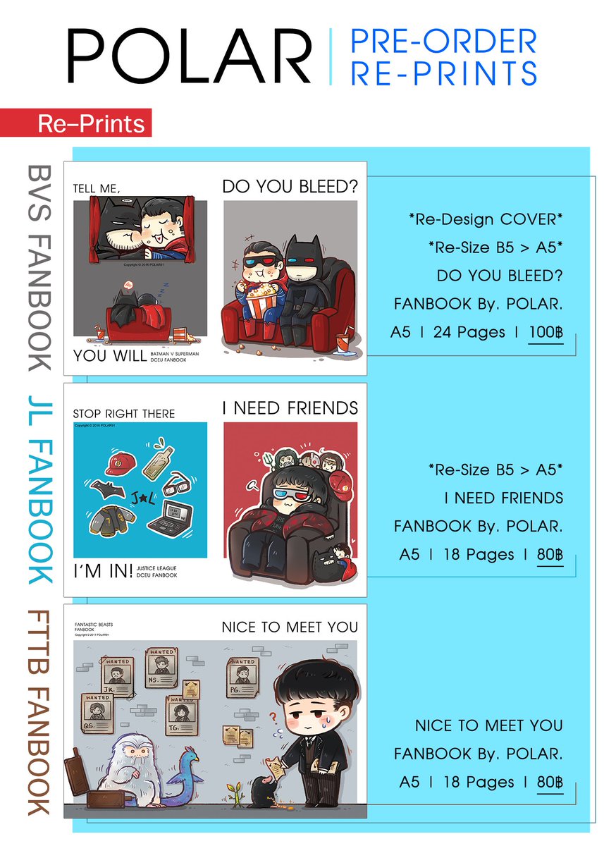 p_polar's tweet photo. 📍สำรวจ Re-Prints และ Pre-Order ทั้ง BvS🦇💥 JL⚡️💪 FTTB💼✨
📮สำหรับรอบไปรฯ + นัดรับ #comicavenue4
🔗https://t.co/xK8DdmijMv https://t.co/J9e6D3HknG