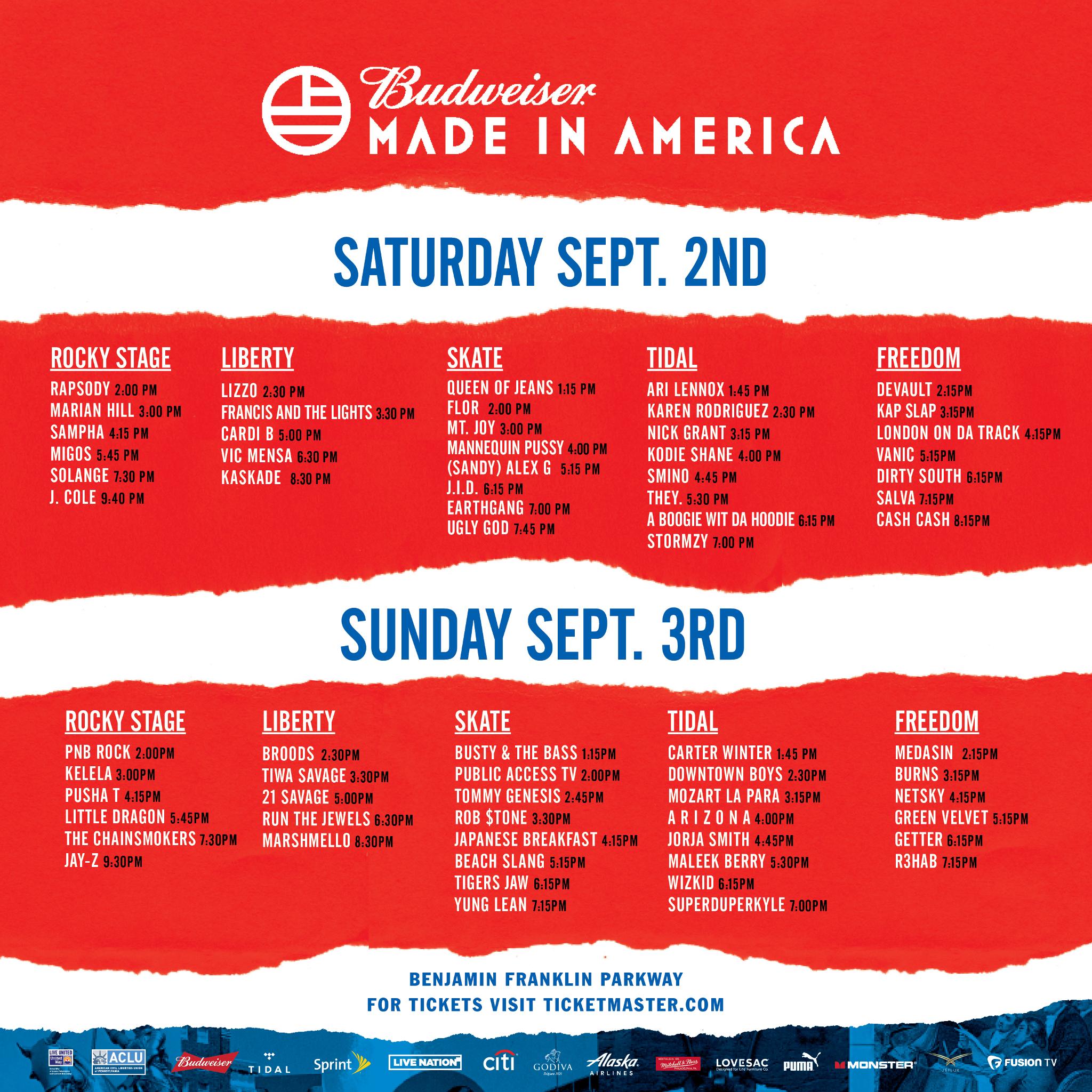 Made In America Festival on X: Set times for @Budweiser #MadeInAmerica are  here at  Get the app & start planning today:    / X