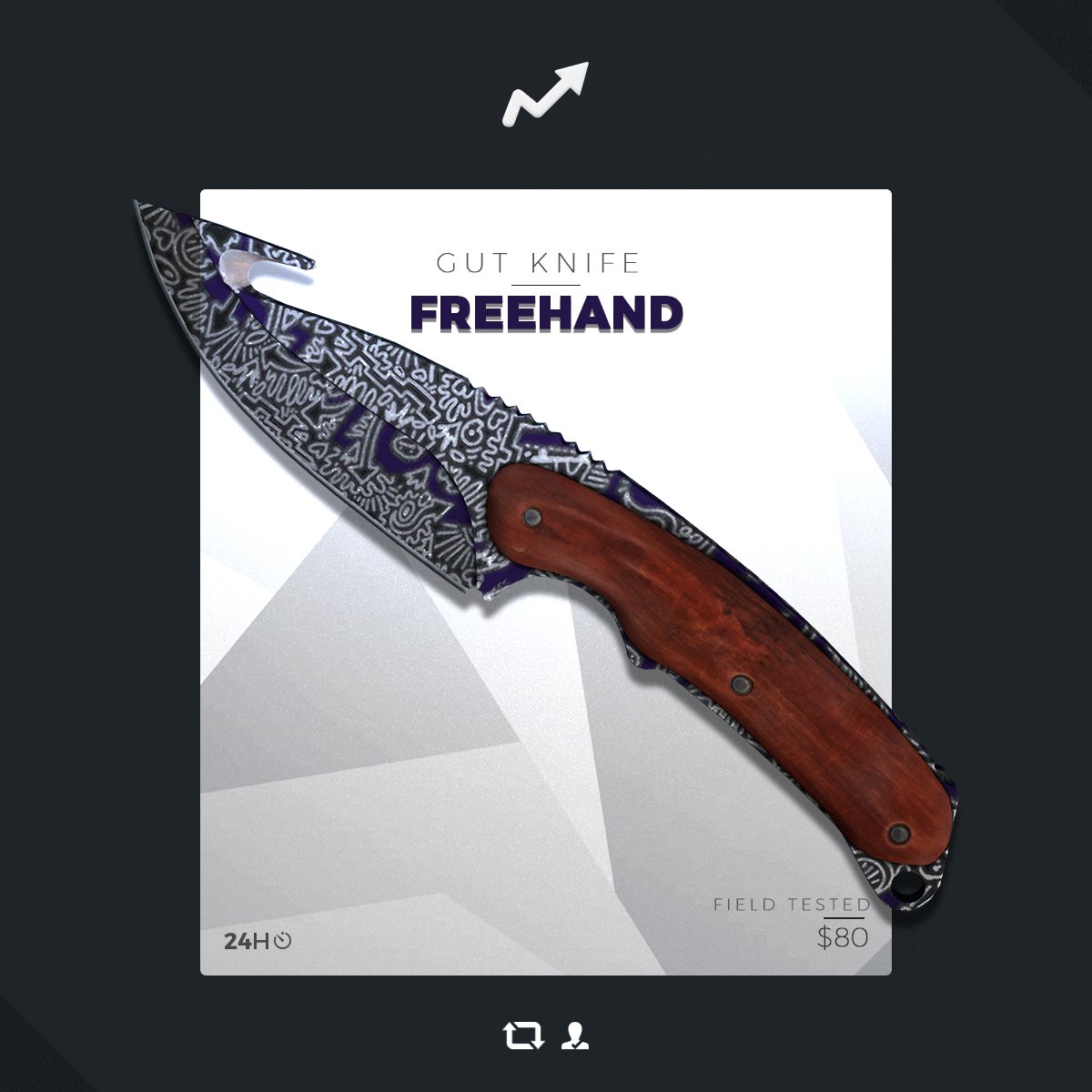 skinupgg's tweet image. ✋✋✋ GUT KNIFE FREEHAND GIVEAWAY

TO ENTER
* RETWEET &amp;amp; FOLLOW
* LIKE TWEET

GOOD LUCK
SKINUP.GG