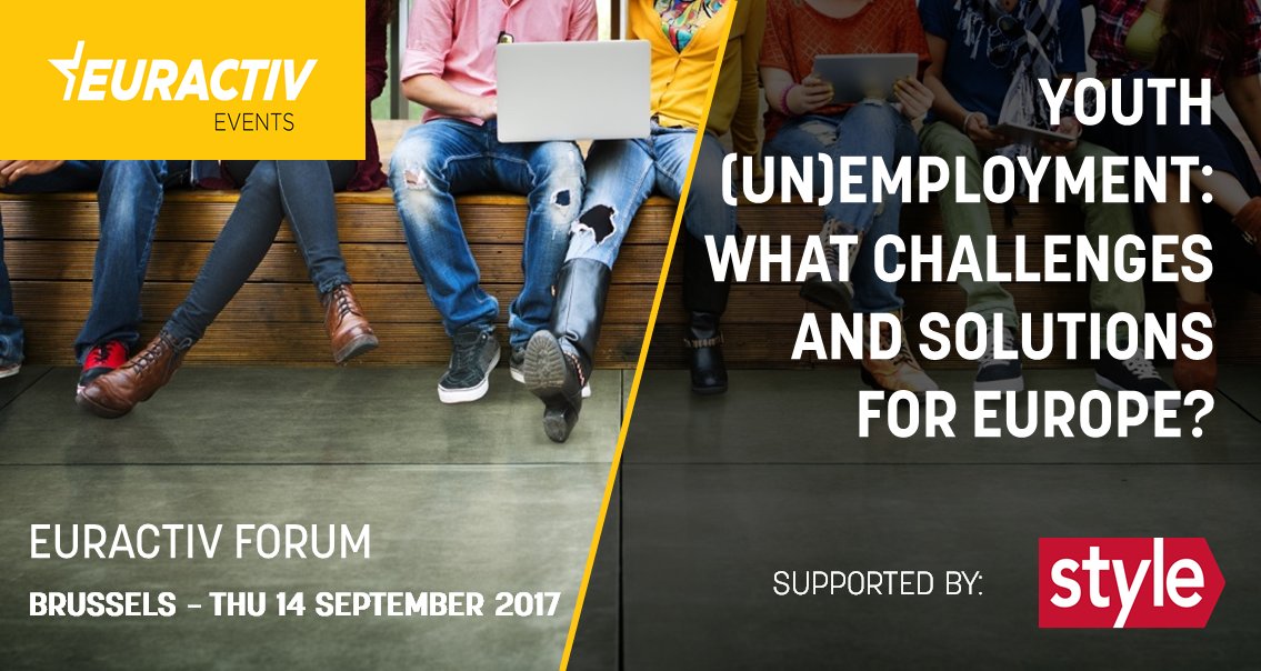 Curious about fixing youth #unemployment? Join our Forum on 14.09 with <a href="/StyleEU/">STYLE Research EU</a> events.euractiv.com/event/info/you… Follow #eaDebates for news!