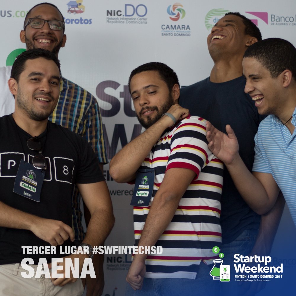 SWSantoDomingo's tweet photo. Felices amanecieron los GANADORES del #SWFintechSD:
- #LicitaDO 1er lugar
- #MonyMed 2do lugar
- #Saena 3er lugar
#StartupWeekend #SWFintech https://t.co/6IyTgZC7lu