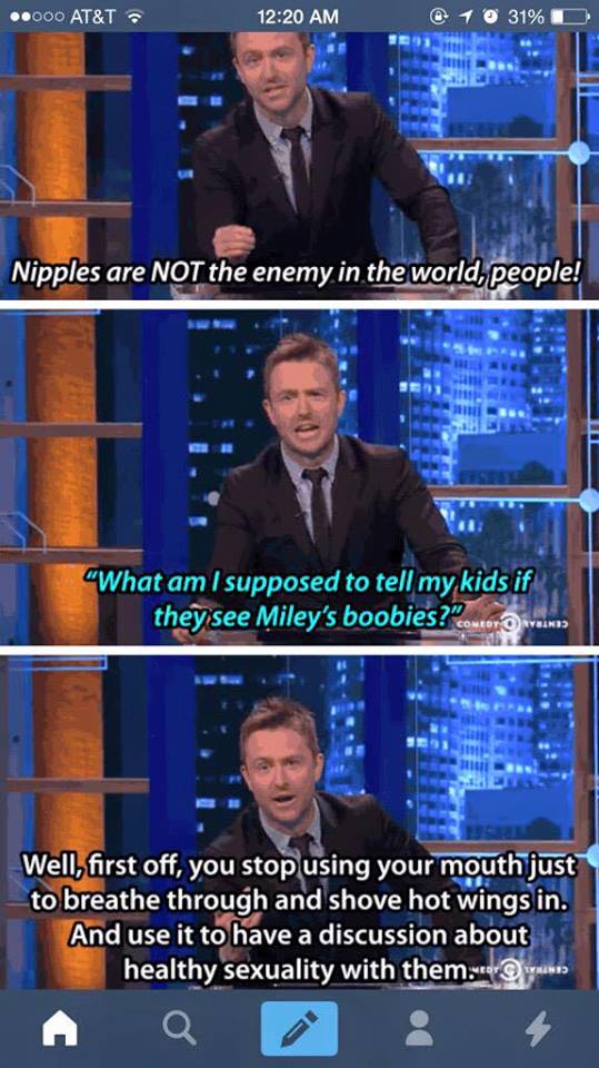 DenverGoTopless's tweet photo. "What am I supposed to tell my kids if they see Miley's boobies?" https://t.co/8KCbosF7ZR
